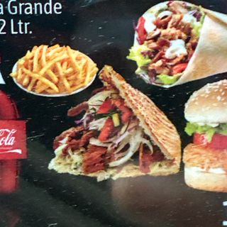 Menú  4 Durum O doner O Pita O Hamburguesas , Con patata y Coca-Cola  2L