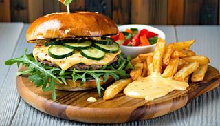 Burger cu branza coapta