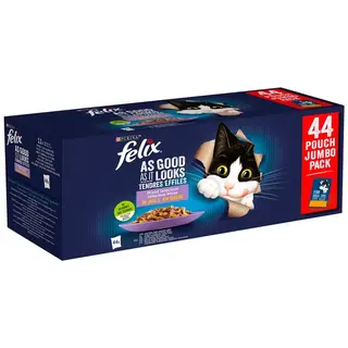 Purina Felix Fantastic Selección de Sabores en Gelatina Comida Húmeda para Gatos 44x85g