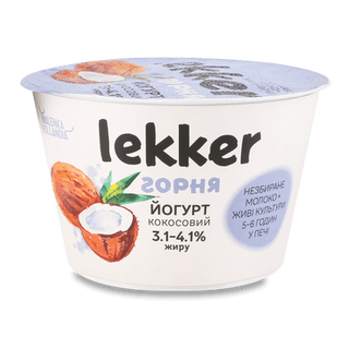 Йогурт Lekker кокосовий 3,1-4,1% стакан (180г)