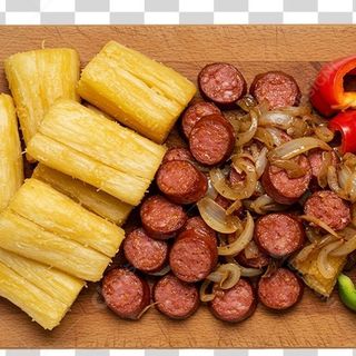 Salsicha Com Mandioca Frita