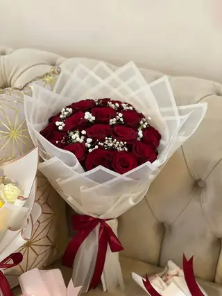 Bouqeut Rouge Emballage Blanc