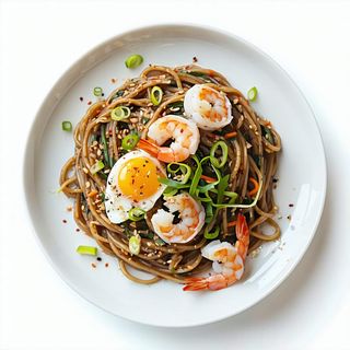 32 Soba con gamberi e verdure