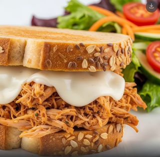 Bocadillo de pollo desmenuzado