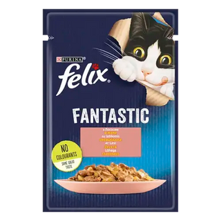 FELIX Fantastic з лососем, шматочки у желе,85г