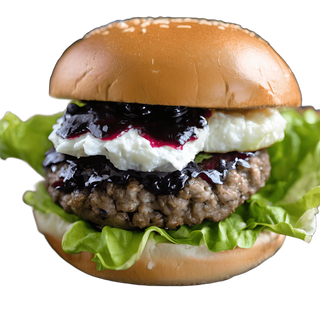 Hamburguesa de queso de cabra con patatas