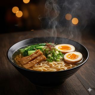 Ramen in brodo con verdure e uova