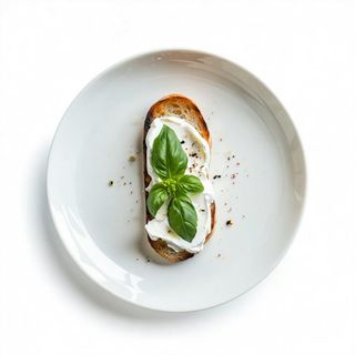 Bruschette burrata e crema di basilico