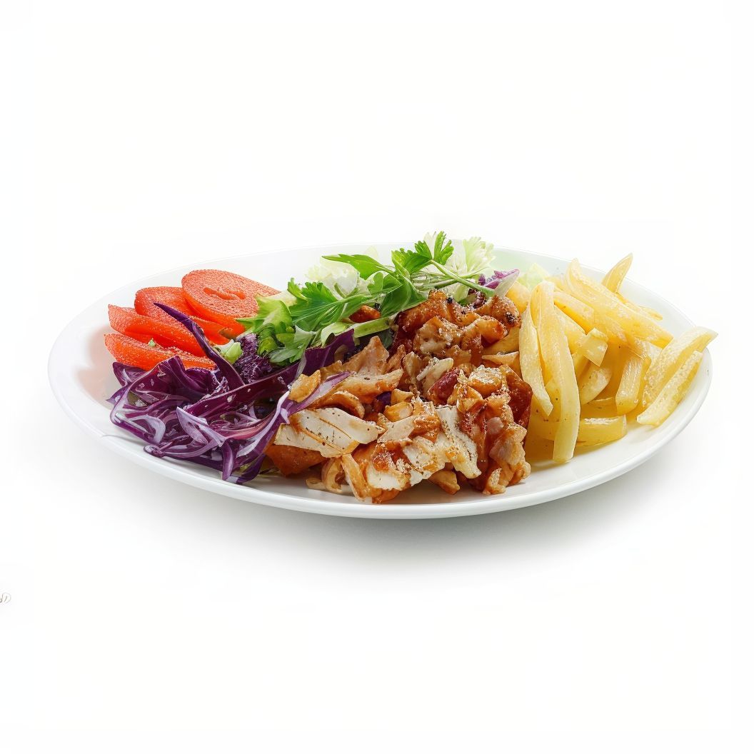 Plato Con Patatas Y Ensalada