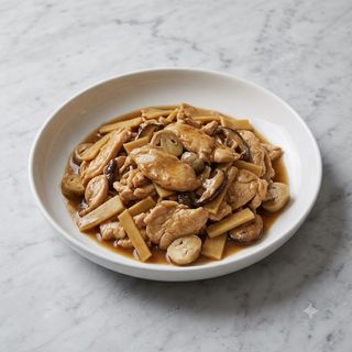 Pollo bambù e funghi
