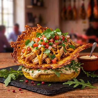 Taco Costra De Queso Y Pollo