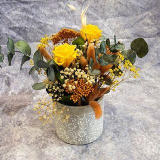 CENTRO ETERNO 2 ROSAS AMARILLO