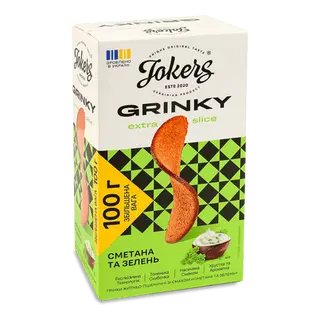Грінки Jokers Extra Slice житньо-пшеничні сметана-зелень (100г)