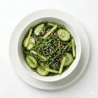 Ensalada pepino y alga de mar con sésamo