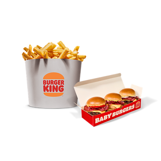 Cubo Patatas + Baby Burgers