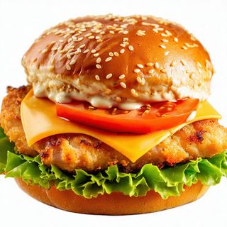 Combo - Burger cu piept de pui crispy + Cartofi + Racoritoare 0.330 ml