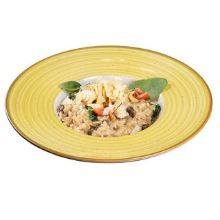 ОРИЗ С ТЕЛЕШКО,СПАНАК, МАНАТАРКИ И ПАРМЕЗАН - ТИП РИЗОТО (350г)