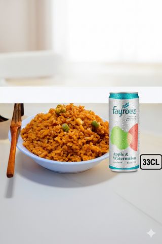K-jollof rice and breaded chicken + NB drink