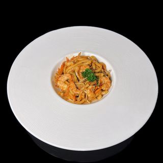 164. Udon con gamberi e verdure