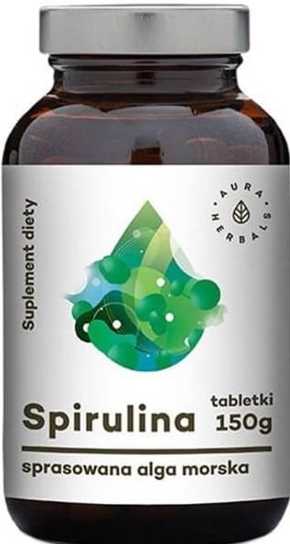Spirulina sprasowana alga 600 tabletek 250mg 150g Aura Herbals