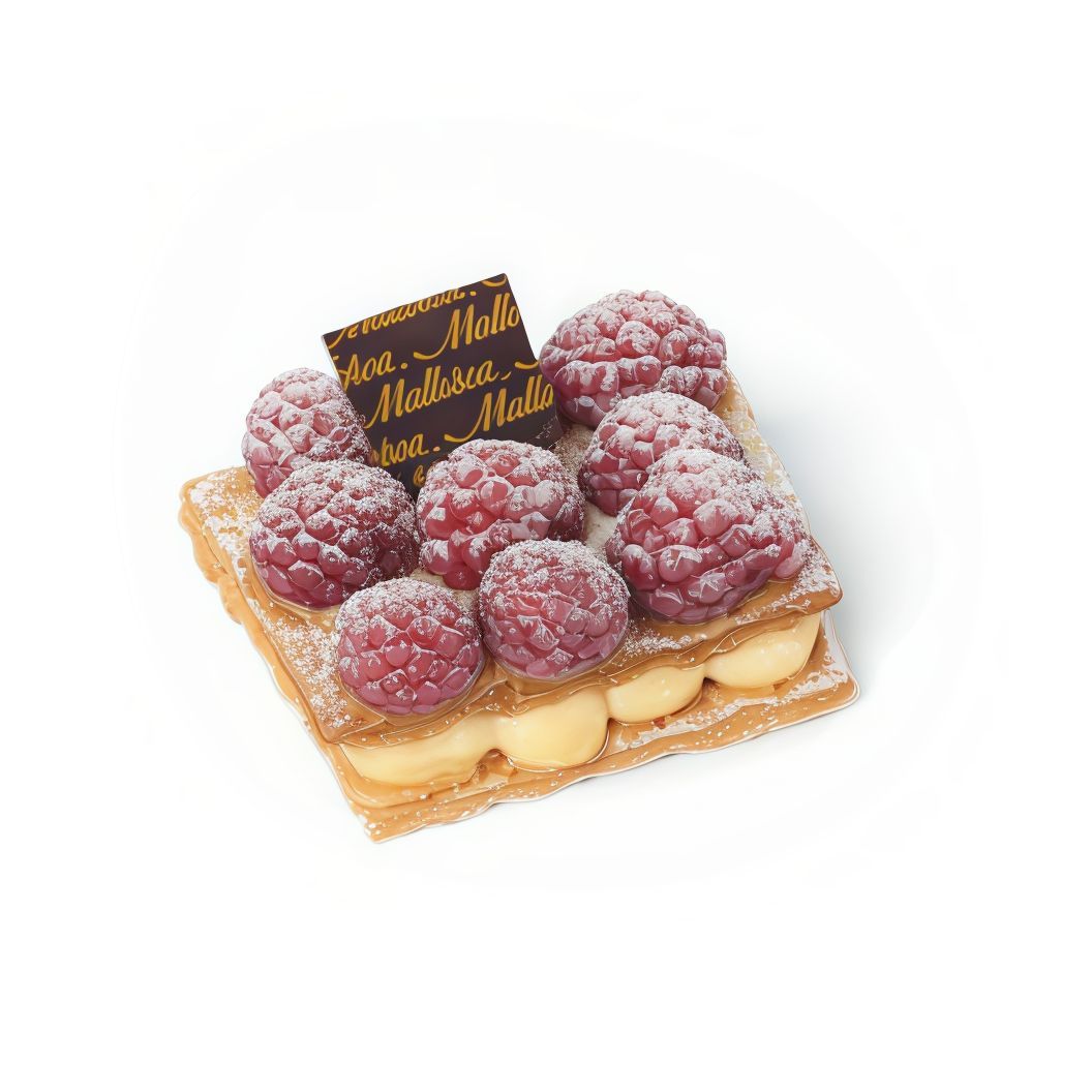 Postre de milhojas de frambuesa