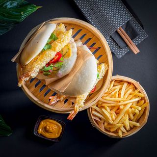 2 szt. Bao z Krewetkami w Panko + frytki
