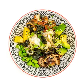 Bowl cu tipar, avocado, takuan, shiitake