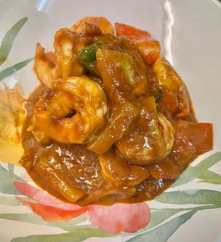 Langostinos Con Salsa Cacahuete