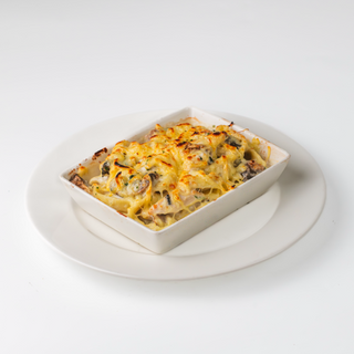 GRATIN TAGLIATTELLE POULET ET CHAMPIGNONS 