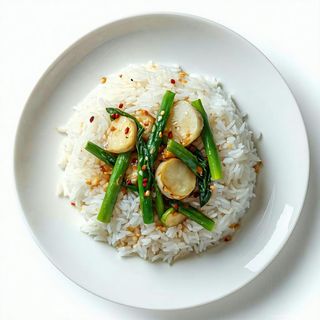 Riso con cime di rapa saltati al wok