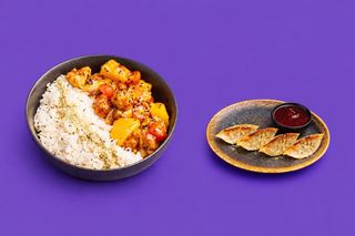 Sweet and Karaage chicken + gyoze piletina