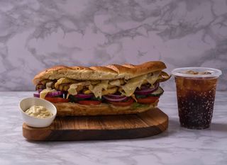 Chicken And Beef And Cheese Sandwich