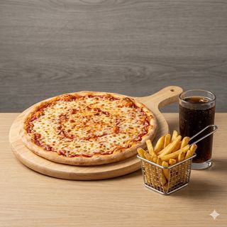 2 Pizzas (Medianas) + Patatas + Coca-Cola (1.5 Lt.)
