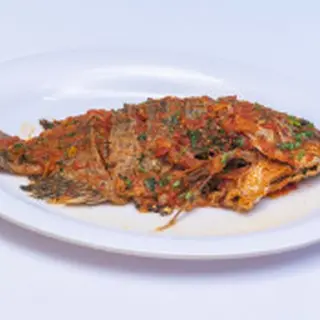 Whole Tilapia Wet Fry with Chips and Greens