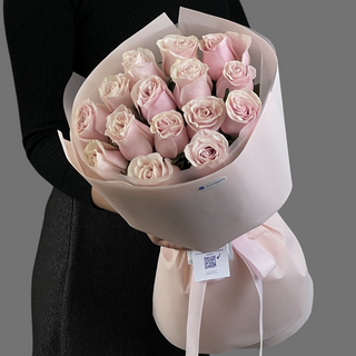  Букет 15 розовых роз 50 см