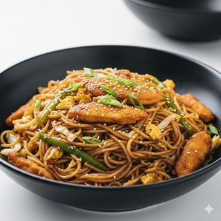 Fideos Fritos Con Pollo