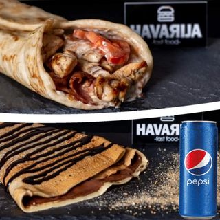 Pileći wrap + palačinka Nutella + Pepsi