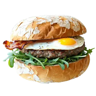9. Bocata Especial De Hamburguesa Con Huevo Frito, Bacon Y Ensalada