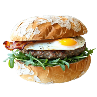 9. Bocata Especial De Hamburguesa Con Huevo Frito, Bacon Y Ensalada