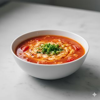 Zuppa con pomodoro e uova