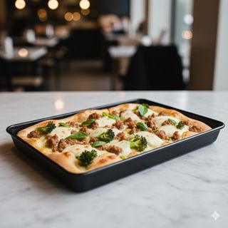 Broccoli, salsiccia e mozzarella in teglia