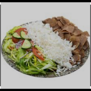 Plato kebab con  Arroz  i patatas