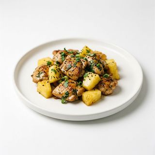 Pollo saltato con ananas