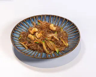 Spaghetti di soia con gamberi