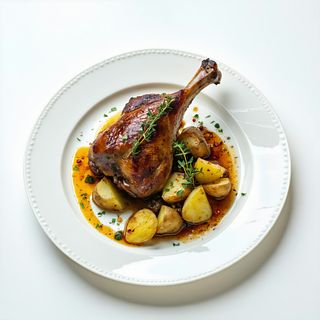 Pulpa de rata confiata cu cartofi aromatizati