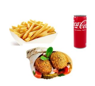 Menu piadina falafel con bibita e patatine fritte