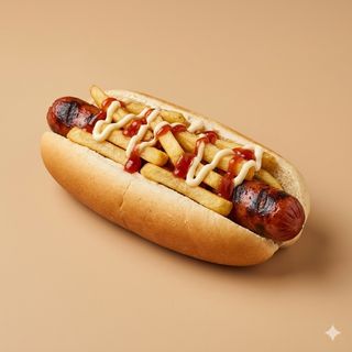 Panino con wurstel e patatine