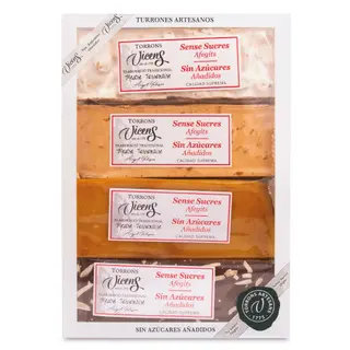 Caja de 4 Turrones Artesanos con Edulcorantes Nº1 80g Vicens Caja 320 Gr.
