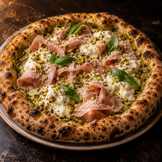 Pizza de Mortadela y Pistacho