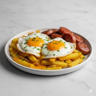 Huevos Rotos Con Salchichas
